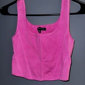Kendall & Kylie Pink Fitted Crop Tank Top